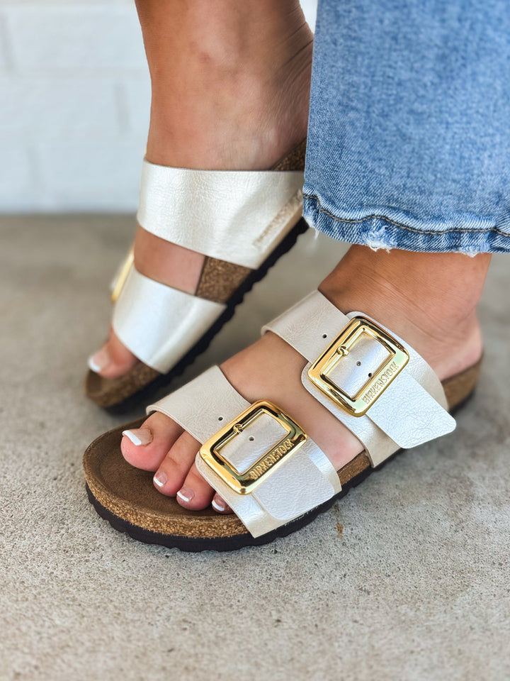 Birkenstock Sydney Luxe Buckle Sandal - Graceful Pearl White