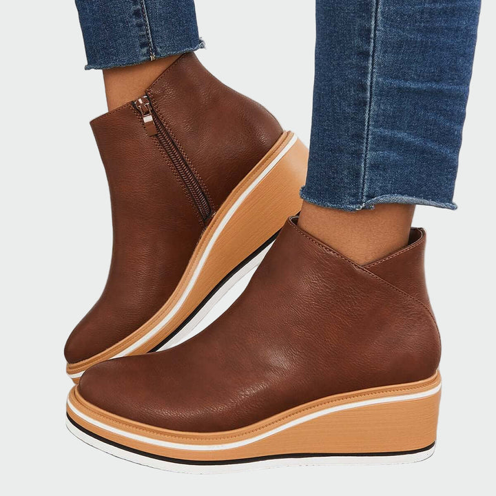 Leah - Orthopaedic Faux Leather Ankle Boots