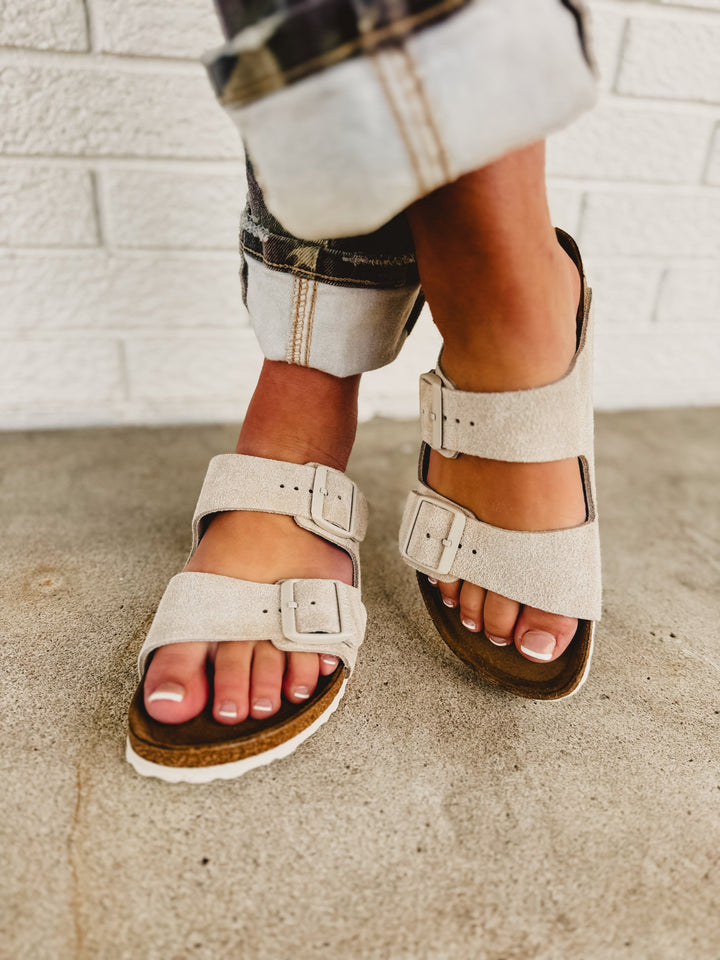 Birkenstock Arizona Suede Leather Sandal - Oyster