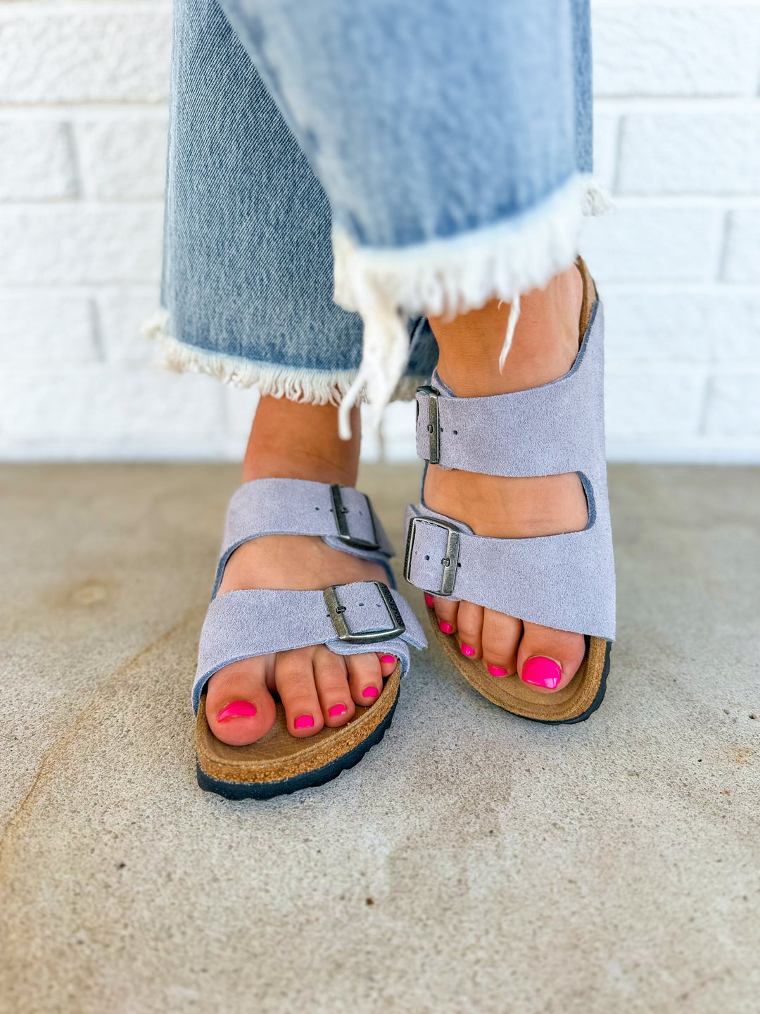 Birkenstock Arizona Suede Leather Sandal - Lavender Sky
