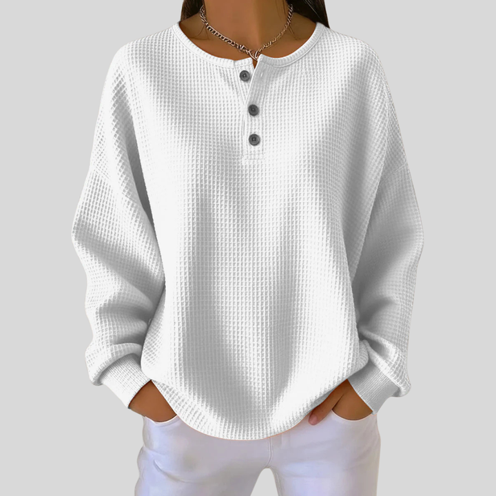 ZOE | Maglione Pullover Henley in Maglia Waffle da Donna