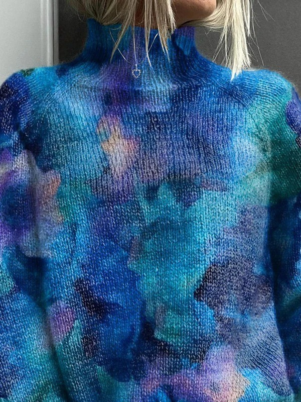 Mia - Maglione a collo alto con stampa floreale astratta