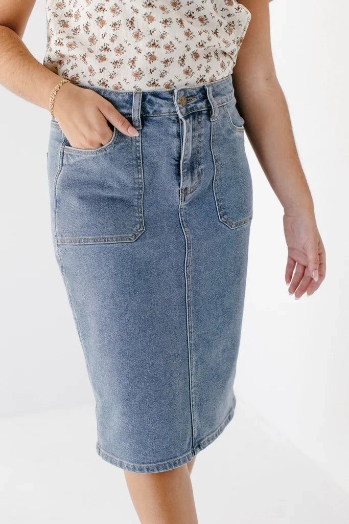 Vera Patch Pocket Denim Skirt