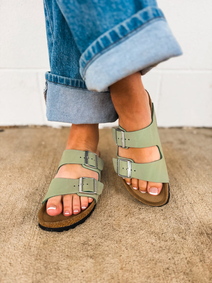 Birkenstock Arizona Nubuck Leather Sandal - Pure Sage