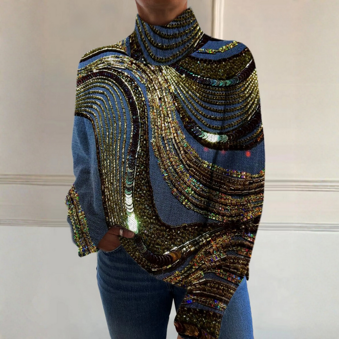 Natalie - Maglione di lusso con perline e collo alto