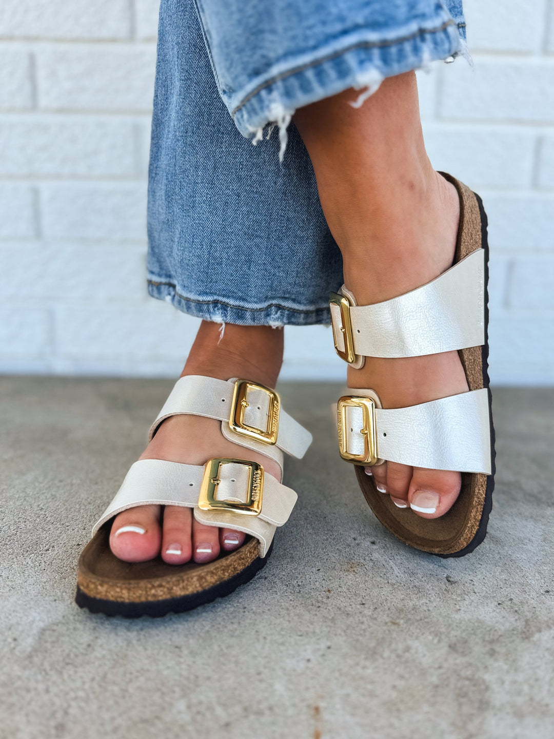 Birkenstock Sydney Luxe Buckle Sandal - Graceful Pearl White