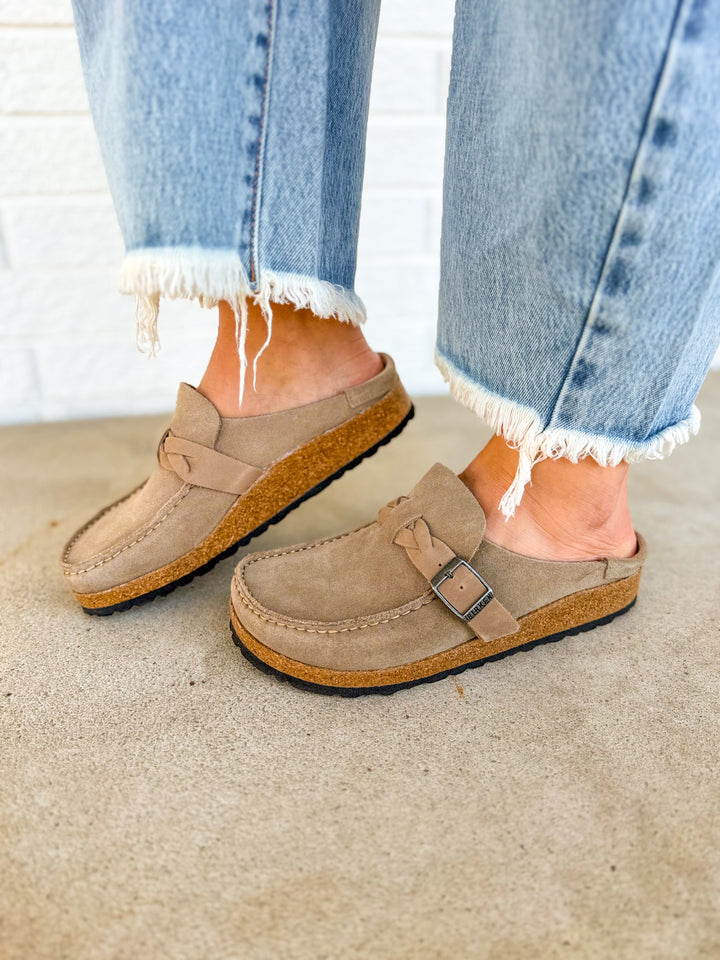Birkenstock Buckley Braided Suede Leather Clog - Taupe