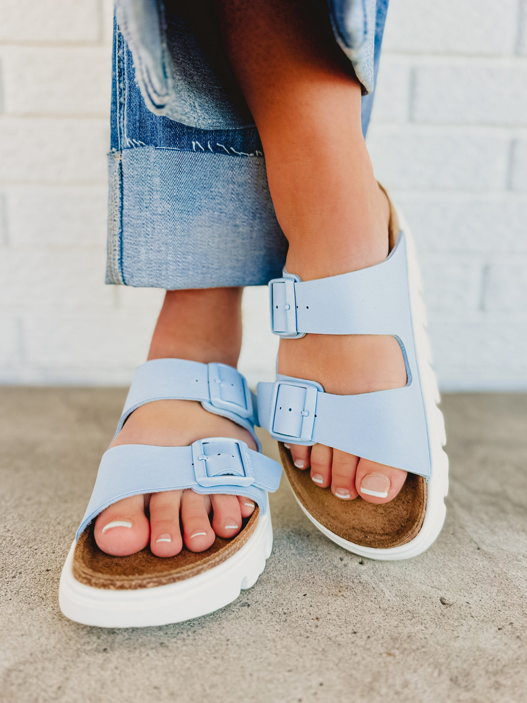 Birkenstock Arizona Pap Chunky Birko-Flor Sandal - Baby Blue
