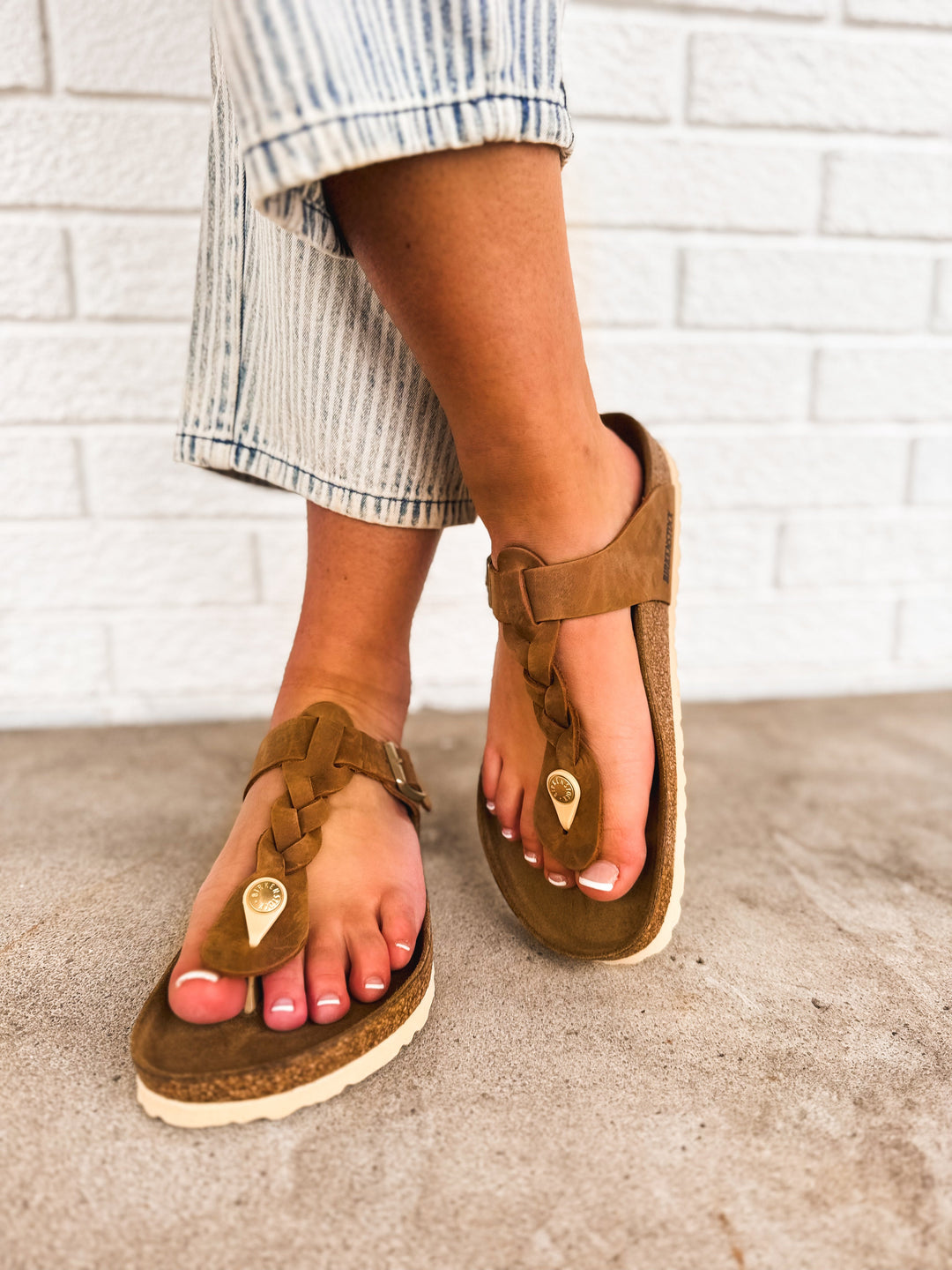 Birkenstock Gizeh Braided Oiled Leather Sandal - Cognac
