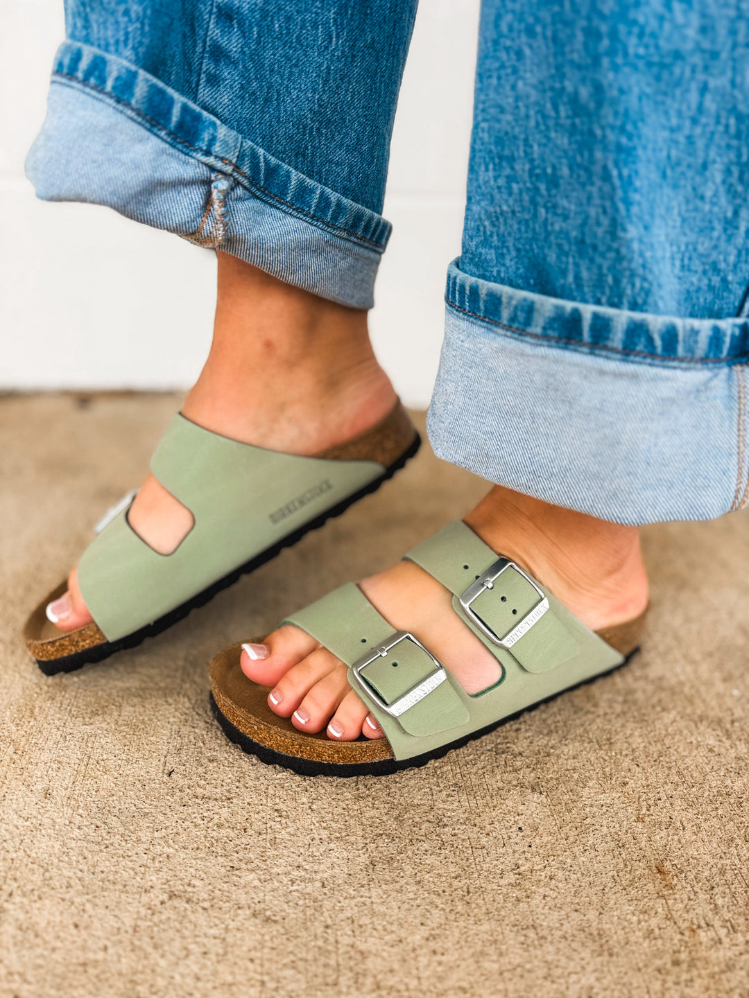 Birkenstock Arizona Nubuck Leather Sandal - Pure Sage