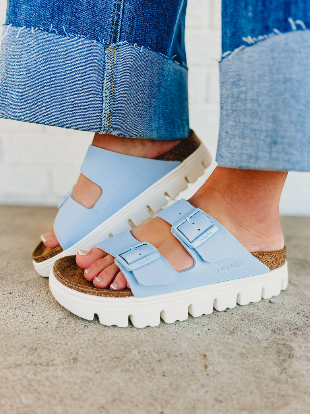 Birkenstock Arizona Pap Chunky Birko-Flor Sandal - Baby Blue