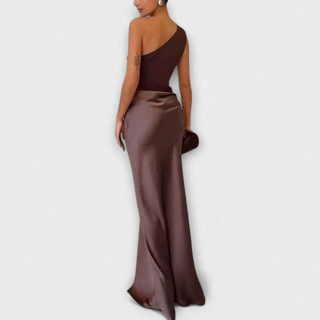 Elegant one-shoulder maxi dress