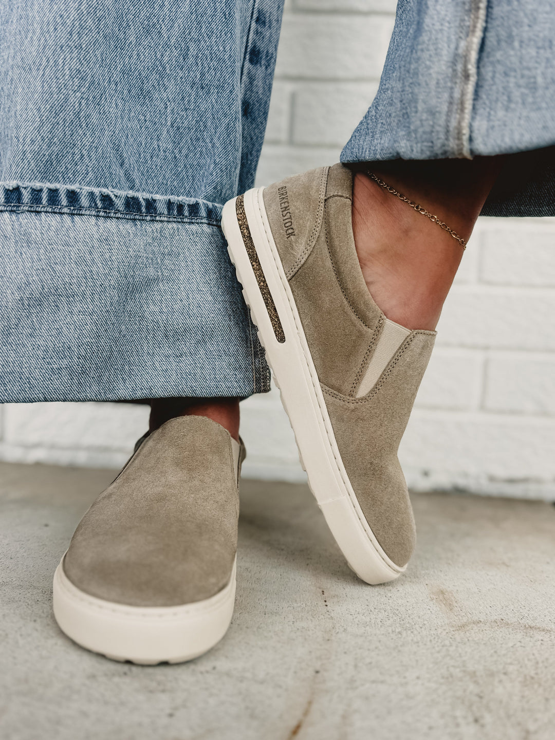 Birkenstock Oswego Suede Leather Slip On Shoe - Taupe