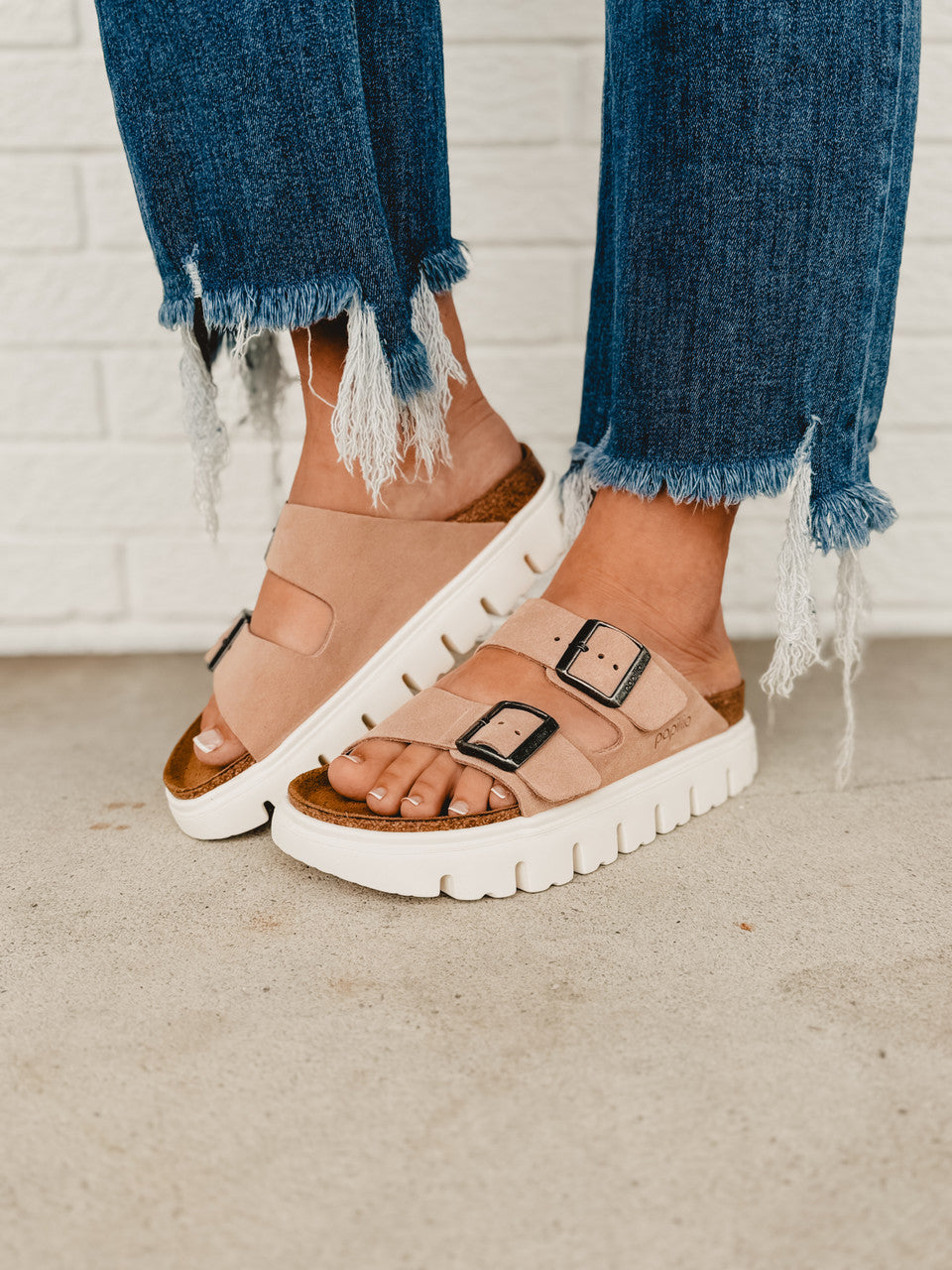 Birkenstock Arizona Papillio Chunky Suede Leather Sandal - Warm Sand