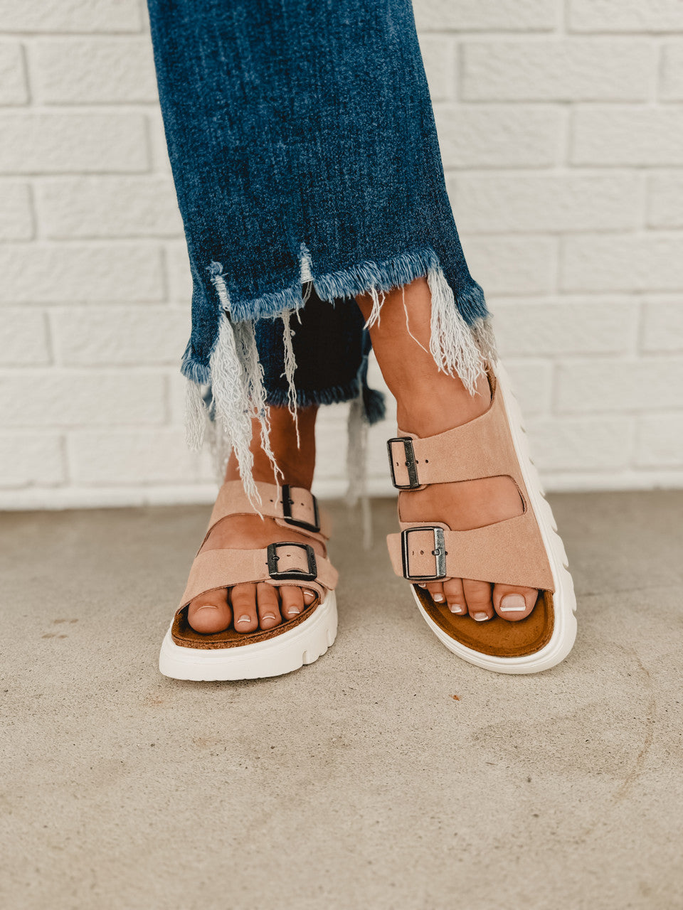 Birkenstock Arizona Papillio Chunky Suede Leather Sandal - Warm Sand