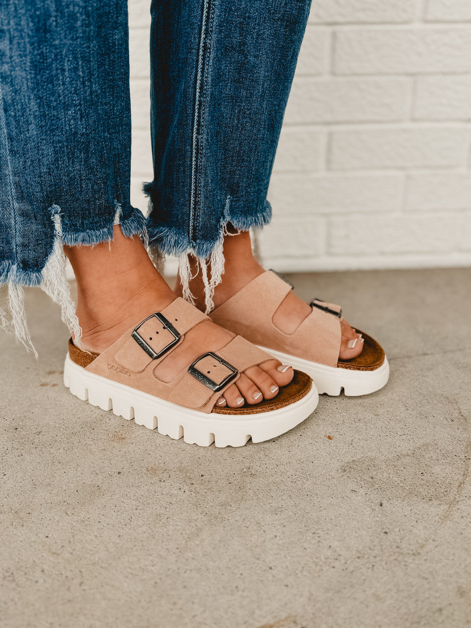 Birkenstock Arizona Papillio Chunky Suede Leather Sandal - Warm Sand