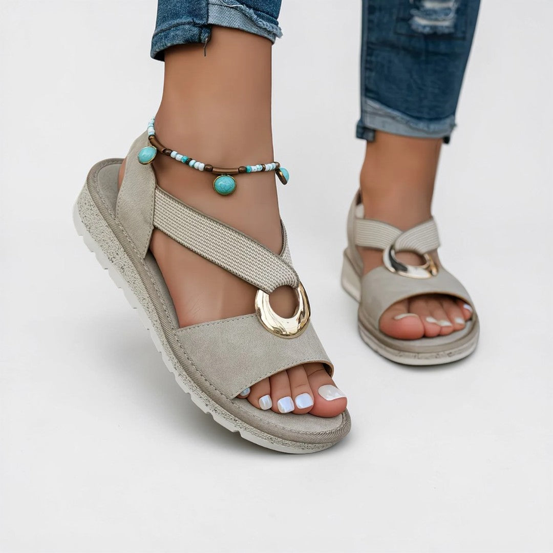 Mila | Flat Sandals with Metal Buckle