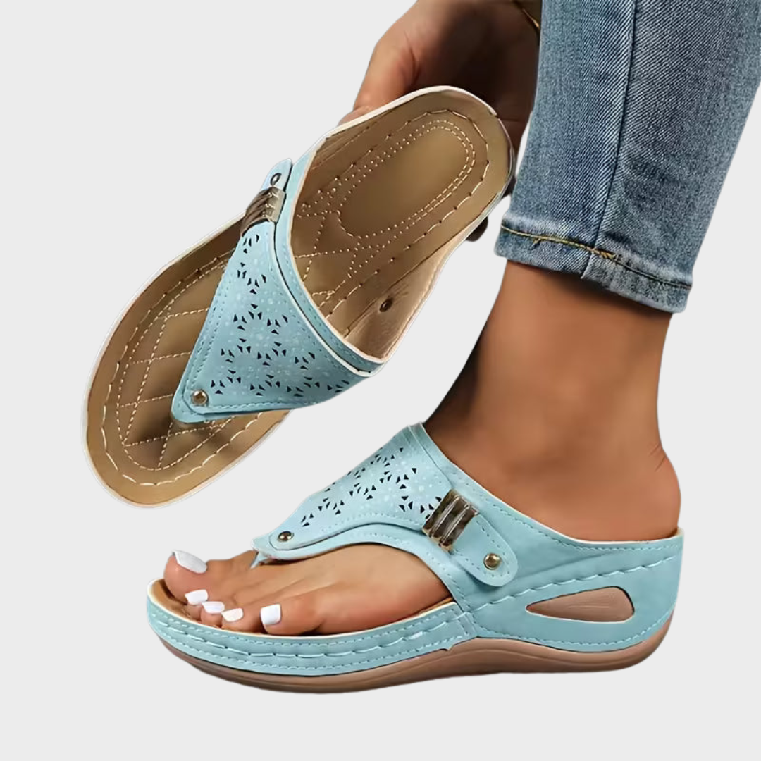 Ursula – Comfortable Thong Sandals with Wedge Heel