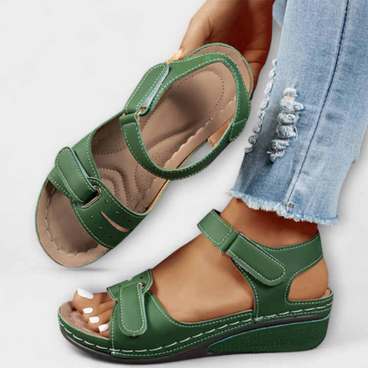 Sieglind - Green Velcro Sandals